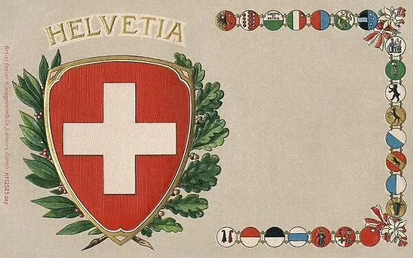The Swiss Cantons and shield flag of Switzerland