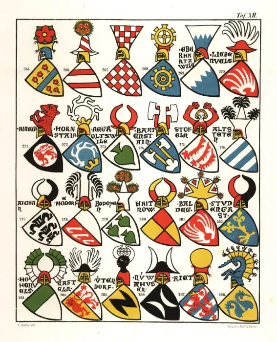 Framed Print : Swiss coats of arms, c. 1340 Framed Print : Swiss coats of arms, c. 1340