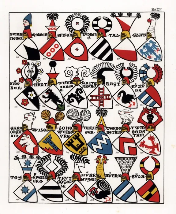Framed Print : Swiss coats of arms, c. 1340 Framed Print : Swiss coats of arms, c. 1340