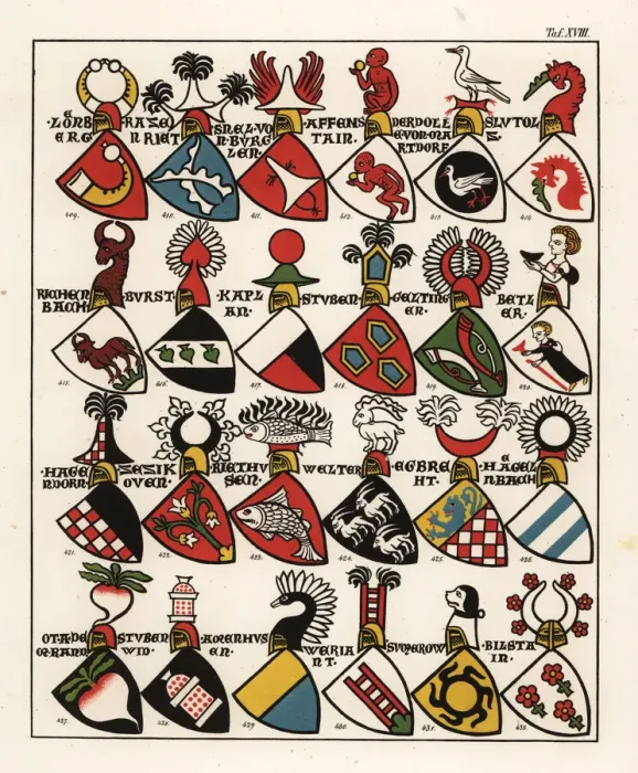 Framed Print : Swiss coats of arms, c. 1340 Framed Print : Swiss coats of arms, c. 1340