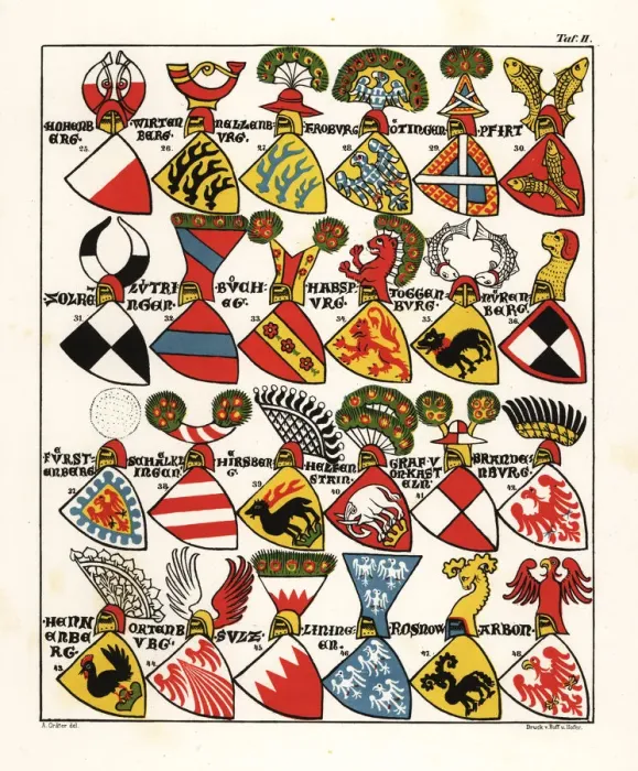 Framed Print : Swiss coats of arms, c. 1340 Framed Print : Swiss coats of arms, c. 1340