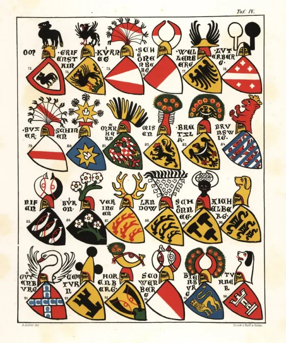 Framed Print : Swiss coats of arms, c. 1340 Framed Print : Swiss coats of arms, c. 1340