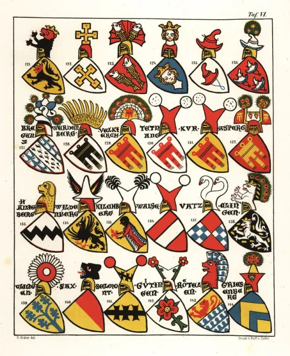 Framed Print : Swiss coats of arms, c. 1340 Framed Print : Swiss coats of arms, c. 1340