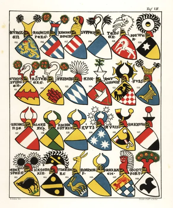 Framed Print : Swiss coats of arms, c. 1340 Framed Print : Swiss coats of arms, c. 1340