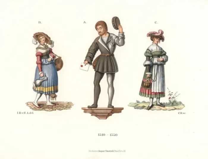Framed Print : Swiss costumes of the first half of the 16th century Framed Print : Swiss costumes of the first half of the 16th century