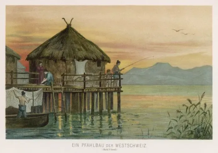 Framed Print : Swiss Lake Dwelling Framed Print : Swiss Lake Dwelling
