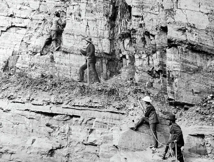 Framed Print : Swiss mountain guides working in Canada Framed Print : Swiss mountain guides working in Canada