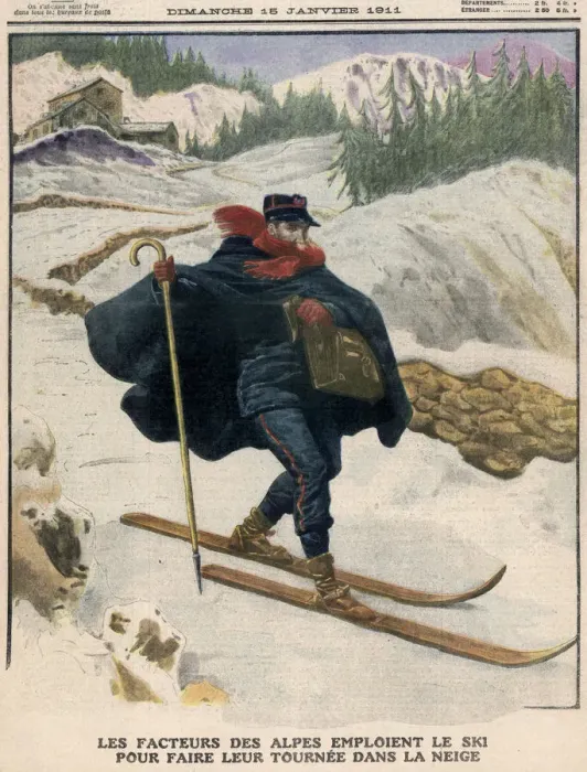 Framed Print : SWISS POSTMAN ON SKIS Framed Print : SWISS POSTMAN ON SKIS