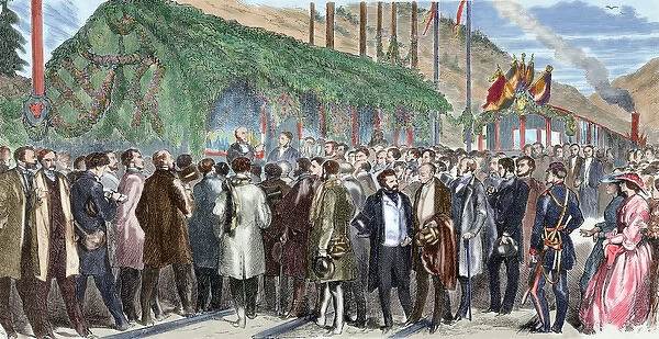 Switzerland. 19th century. Inauguration of the railroad of M