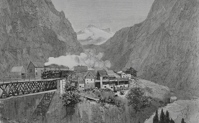 Framed Print : Switzerland. Inauguration of the St. Gotthard Railway Framed Print : Switzerland. Inauguration of the St. Gotthard Railway
