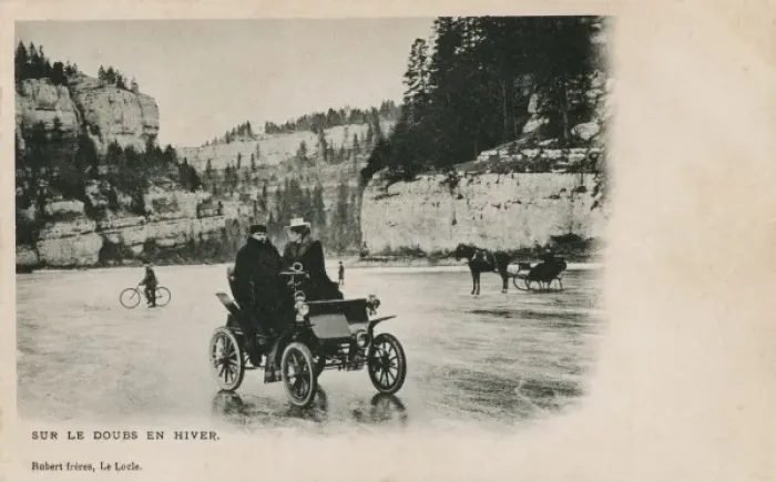 Framed Print : Switzerland - Le Doubs River - Driving on Ice Framed Print : Switzerland - Le Doubs River - Driving on Ice