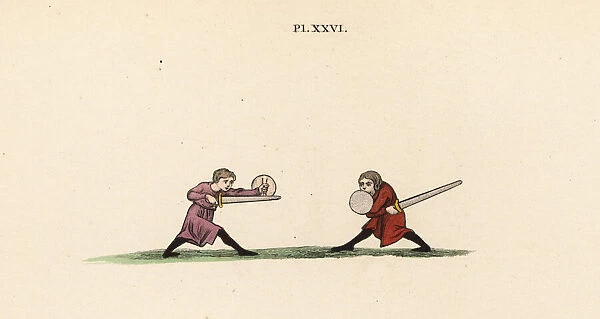 Sword fighting, 13th century