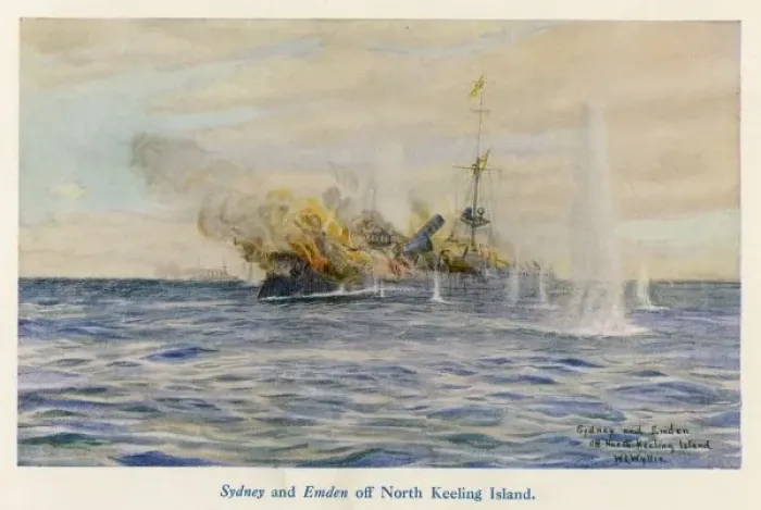 Framed Print : Sydney Destroys Emden Framed Print : Sydney Destroys Emden