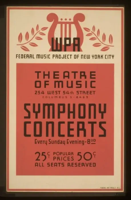 Framed Print : Symphony concerts WPA Federal Music Project of New York City Framed Print : Symphony concerts WPA Federal Music Project of New York City