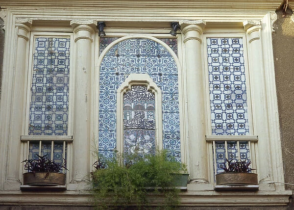 Syria. Damascus. Tile decoration on the outside of Beit Nass