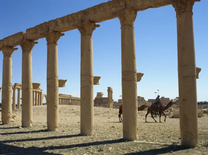 Framed Print : Syria. Ruins of Palmyra. Middle East. Colonnade. 3rd century Framed Print : Syria. Ruins of Palmyra. Middle East. Colonnade. 3rd century