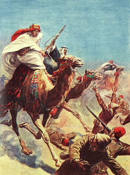 T E Lawrence of Arabia in action during WW1