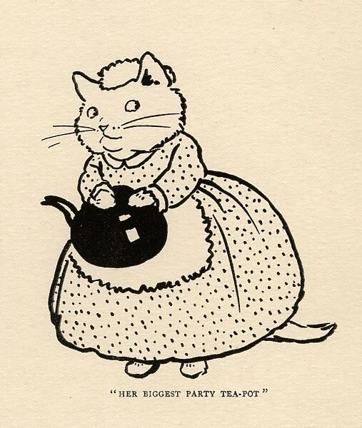 Tabitha the cat with her biggest party teapot