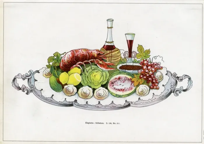 Framed Print : Table display -- shellfish with wine Framed Print : Table display -- shellfish with wine