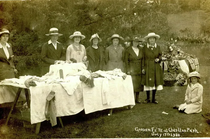 Framed Print : Table of handiwork, Garden Fete at Charlton Park, London Framed Print : Table of handiwork, Garden Fete at Charlton Park, London