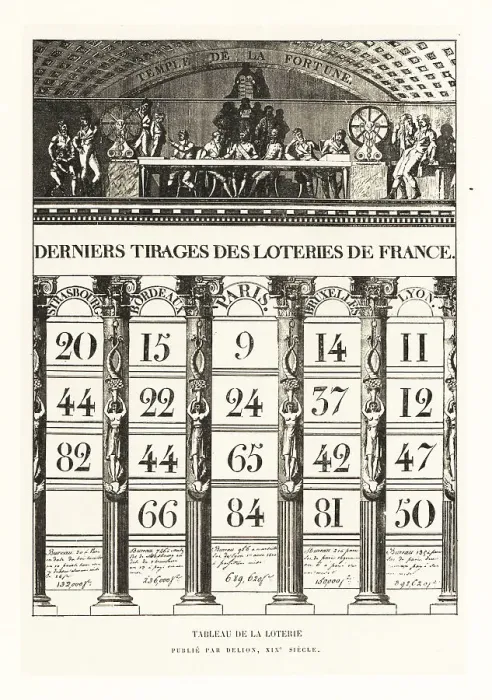 Framed Print : Table of latest winning lottery numbers in France, 1815 Framed Print : Table of latest winning lottery numbers in France, 1815
