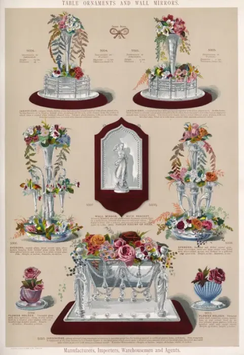 Framed Print : Table Ornaments and a Wall Mirror, Plate 95 Framed Print : Table Ornaments and a Wall Mirror, Plate 95