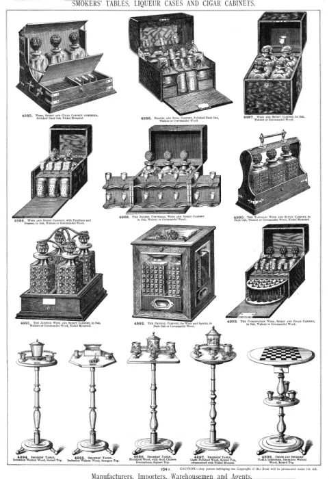 Framed Print : Tables, Liqueur Cases and Cigar Cabinets, Plate 104. 5 Framed Print : Tables, Liqueur Cases and Cigar Cabinets, Plate 104. 5