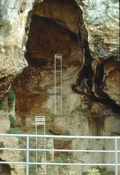 Tabun Cave, Israel. Mugharet et-Tabun, cave in the Wadi el-Mughara