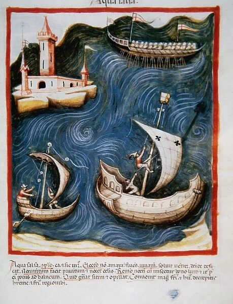 Tacuinum Sanitatis. Boats at sea