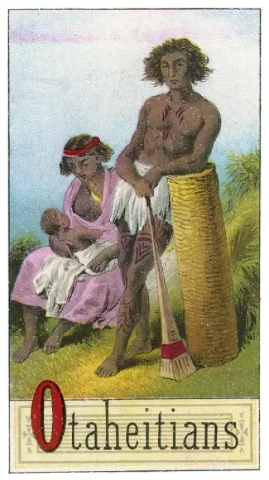 Framed Print : Tahitian couple with baby Framed Print : Tahitian couple with baby