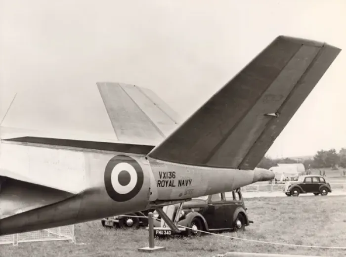 Framed Print : The tail of Supermarine 508, VX136 Framed Print : The tail of Supermarine 508, VX136
