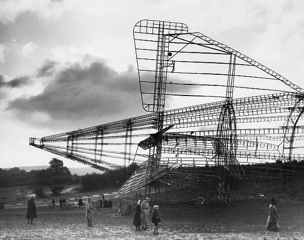 Tail of wrecked R101 airship at Beauvais