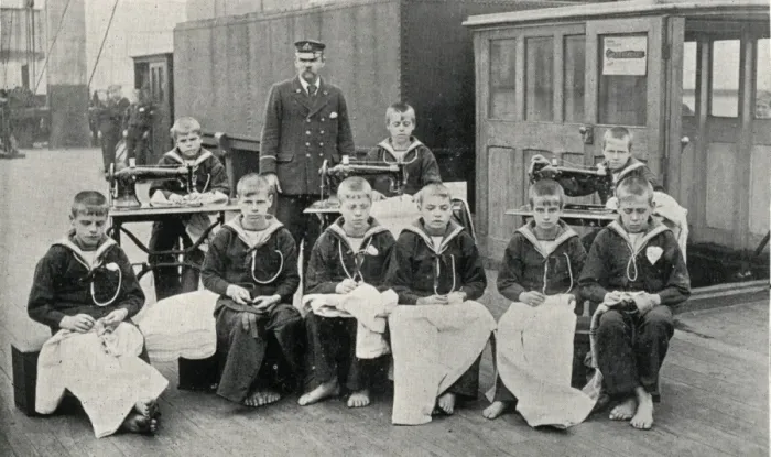 Framed Print : Tailoring Class, Training Ship Wellesley, North Shields Framed Print : Tailoring Class, Training Ship Wellesley, North Shields