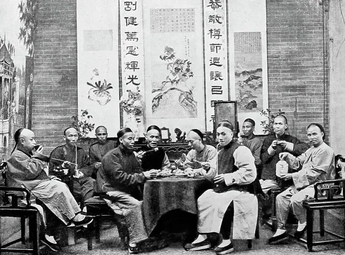 Framed Print : Taking tea, China, early 1900s Framed Print : Taking tea, China, early 1900s