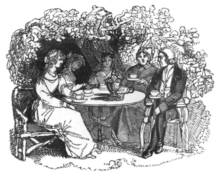 Framed Print : Taking tea outside, 1790s Framed Print : Taking tea outside, 1790s
