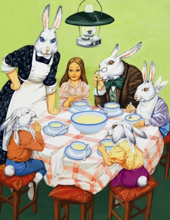 Framed Print : Taking tea with rabbits Framed Print : Taking tea with rabbits
