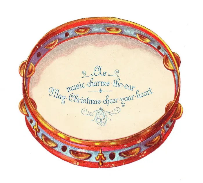 Framed Print : Tambourine-shaped Christmas card Framed Print : Tambourine-shaped Christmas card