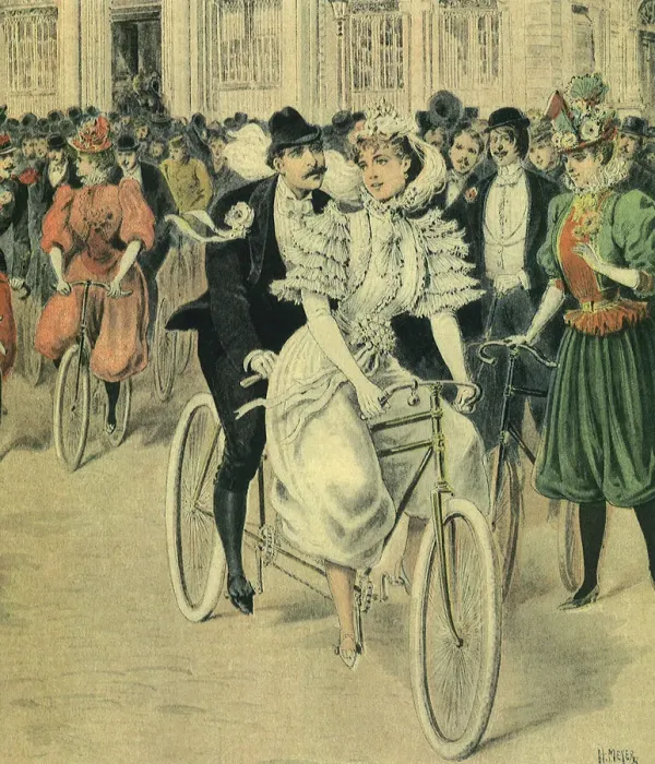 Framed Print : Tandem Bride and Groom Date: 1897 Framed Print : Tandem Bride and Groom Date: 1897