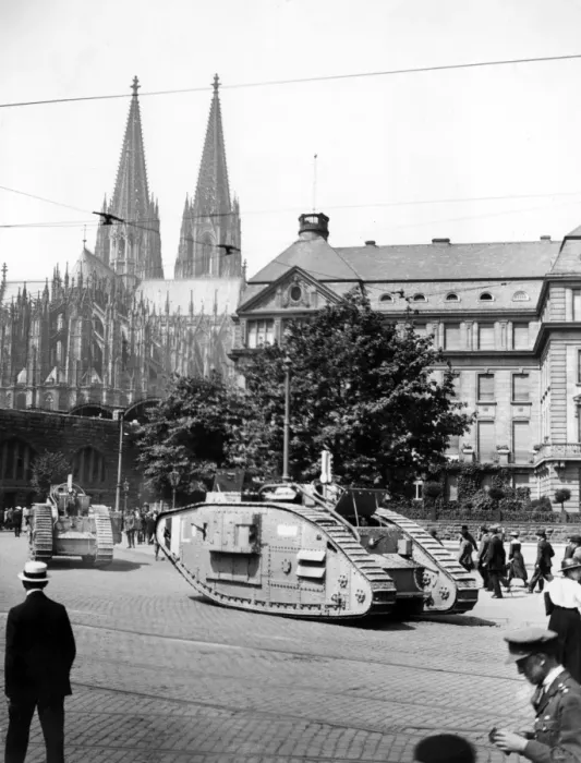 Framed Print : Two tanks moving through Cologne, Germany Framed Print : Two tanks moving through Cologne, Germany