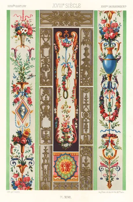 Framed Print : Tapestries and damaskeenings, 18th century Framed Print : Tapestries and damaskeenings, 18th century