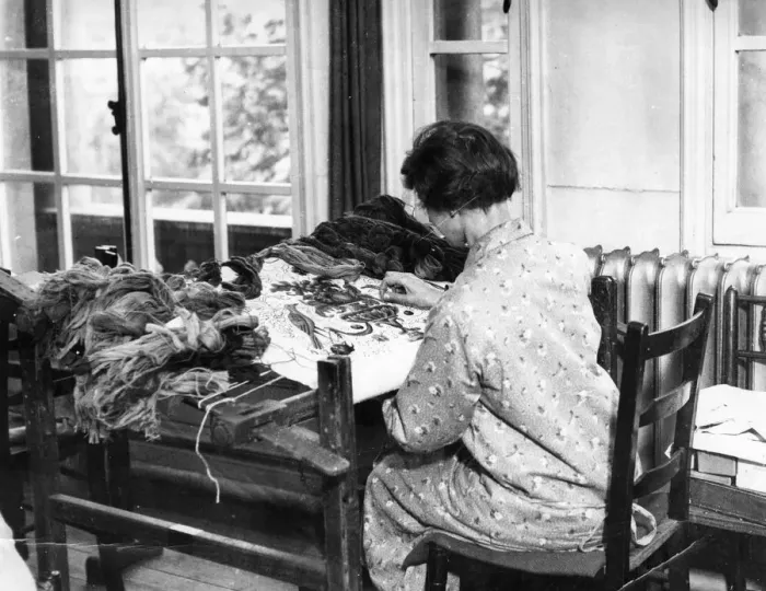 Framed Print : TAPESTRY MAKING 1930S Framed Print : TAPESTRY MAKING 1930S