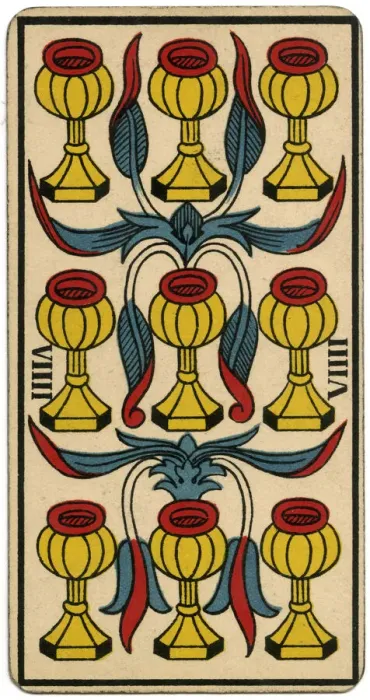 Framed Print : Tarot Card - Coupe (Cup) VIIII (IX) Framed Print : Tarot Card - Coupe (Cup) VIIII (IX)