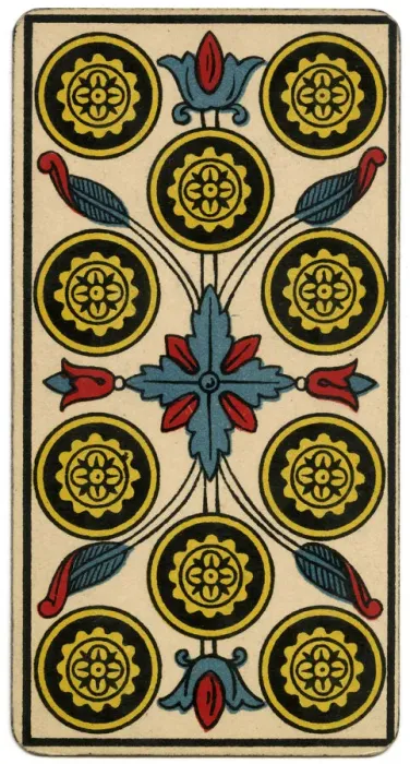 Framed Print : Tarot Card - Deniers (Coins) X Framed Print : Tarot Card - Deniers (Coins) X