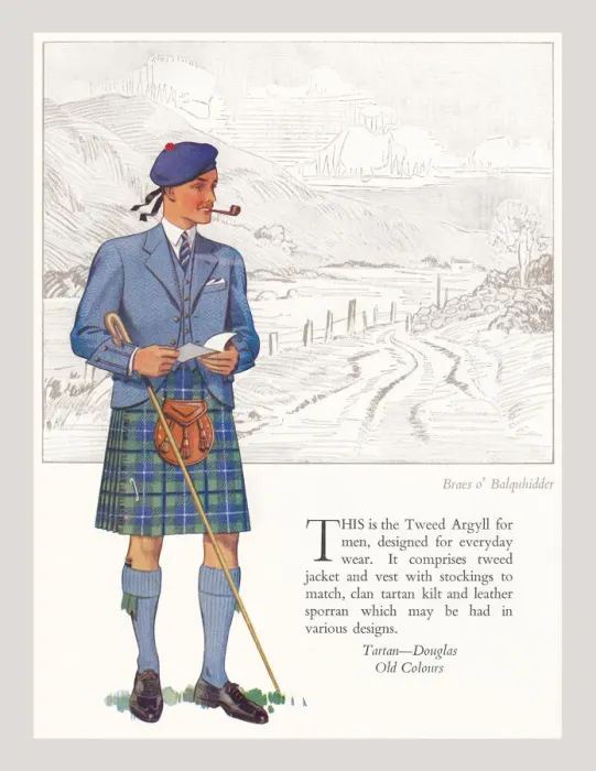 Framed Print : Tartan Douglas (Old colours), standing in front of Braes o Balquhidder Framed Print : Tartan Douglas (Old colours), standing in front of Braes o Balquhidder