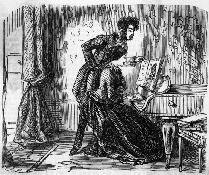 Framed Print : Taste in 1854-Villikins and his Dinah in the drawing room Framed Print : Taste in 1854-Villikins and his Dinah in the drawing room
