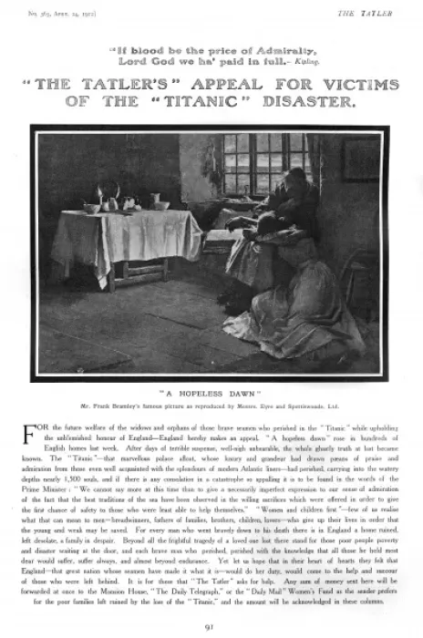 Framed Print : The Tatler Appeal for Victims of the Titanic Disaster Framed Print : The Tatler Appeal for Victims of the Titanic Disaster