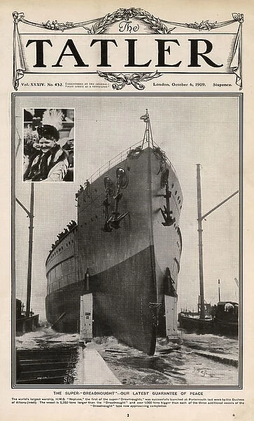 Tatler cover, launch of HMS Neptune, new super Dreadnought