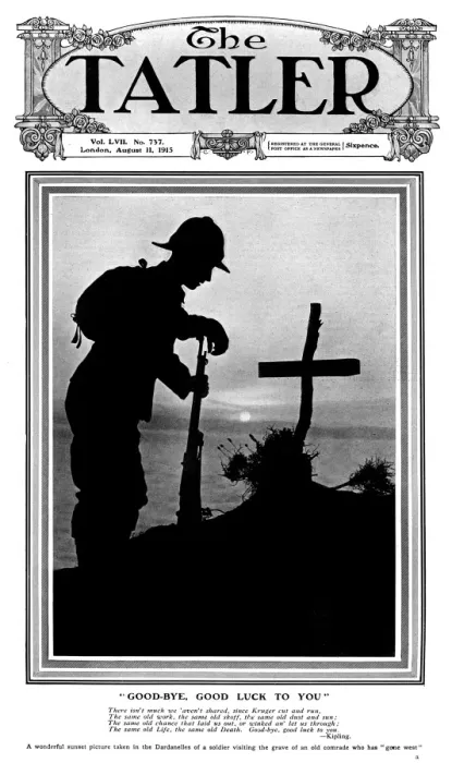Framed Print : Tatler cover - Soldier at Gallipoli with grave Framed Print : Tatler cover - Soldier at Gallipoli with grave