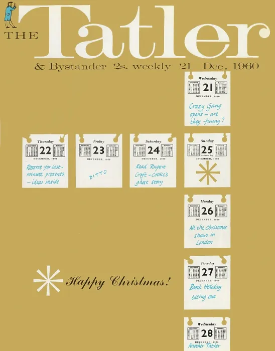 Framed Print : Tatler Front Cover - Several white, ripped-out calendar squares on a gold background, with dates from the 21st to the 28th of December Framed Print : Tatler Front Cover - Several white, ripped-out calendar squares on a gold background, with dates from the 21st to the 28th of December
