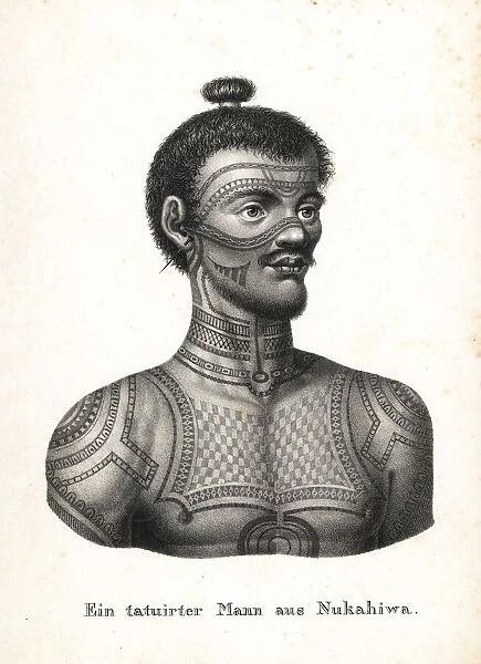 Tattooed warrior of Nuka Hiva, Marquesas Islands (Nukahiwa)